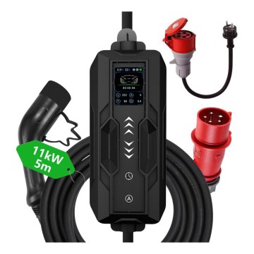 Immax - Stazione di ricarica EV per veicoli elettrici AC Tipo 2 16 A/380 V + spina 230 V, 3,7 kW, cavo 5 m, compatibile Tuya