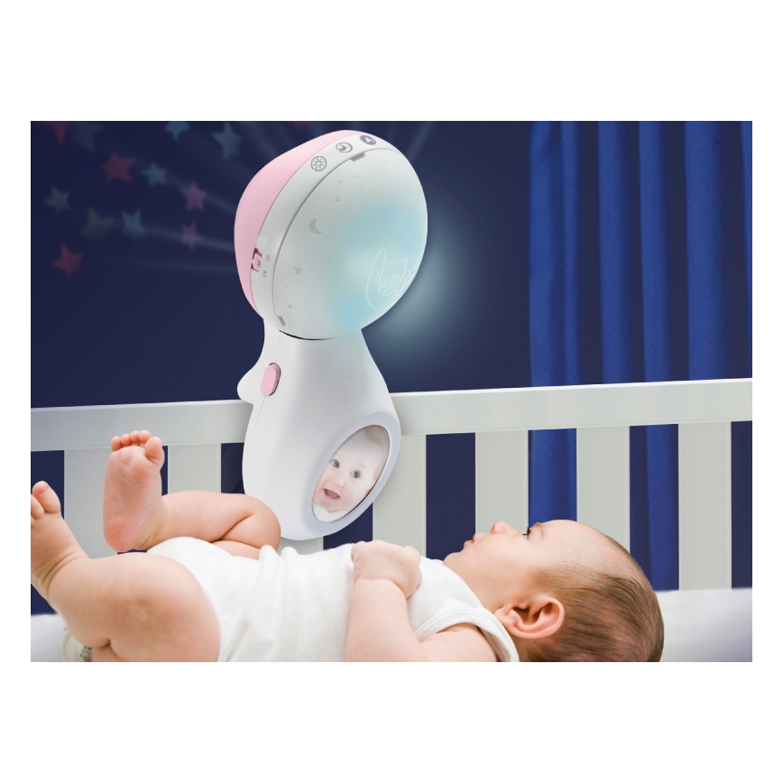 Infantino - Culla mobile con melodia e proiettore 3in1 3xAAA rosa