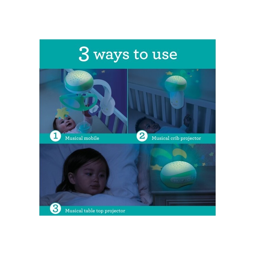 Infantino - Culla per bambini mobile con melodia 3in1 3xAA verde