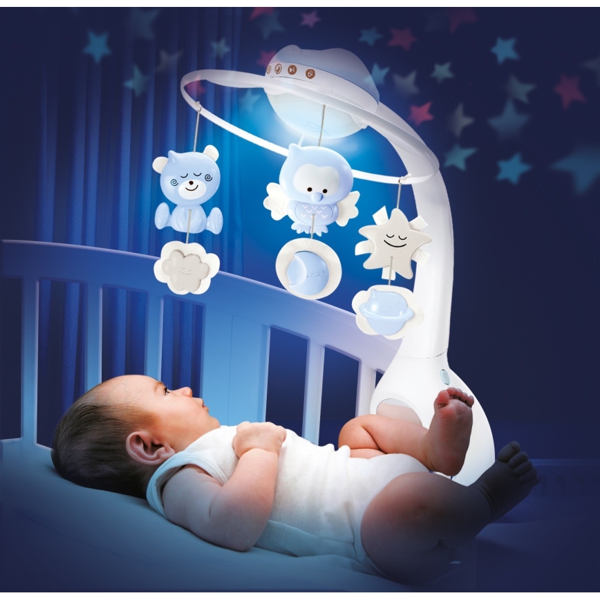 Infantino - Giostrina musicale 3 in 1 per culla con telecomando 3xAAA blu