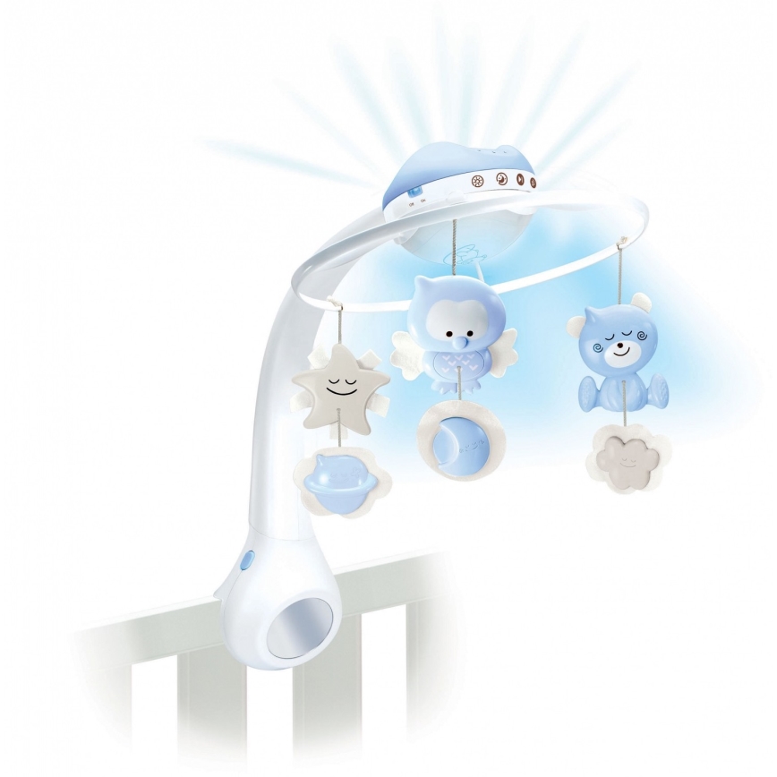 Infantino - Giostrina musicale 3 in 1 per culla con telecomando 3xAAA blu