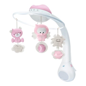 Infantino - Giostrina musicale 3 in 1 per culla con 3 batterie AAA rosa