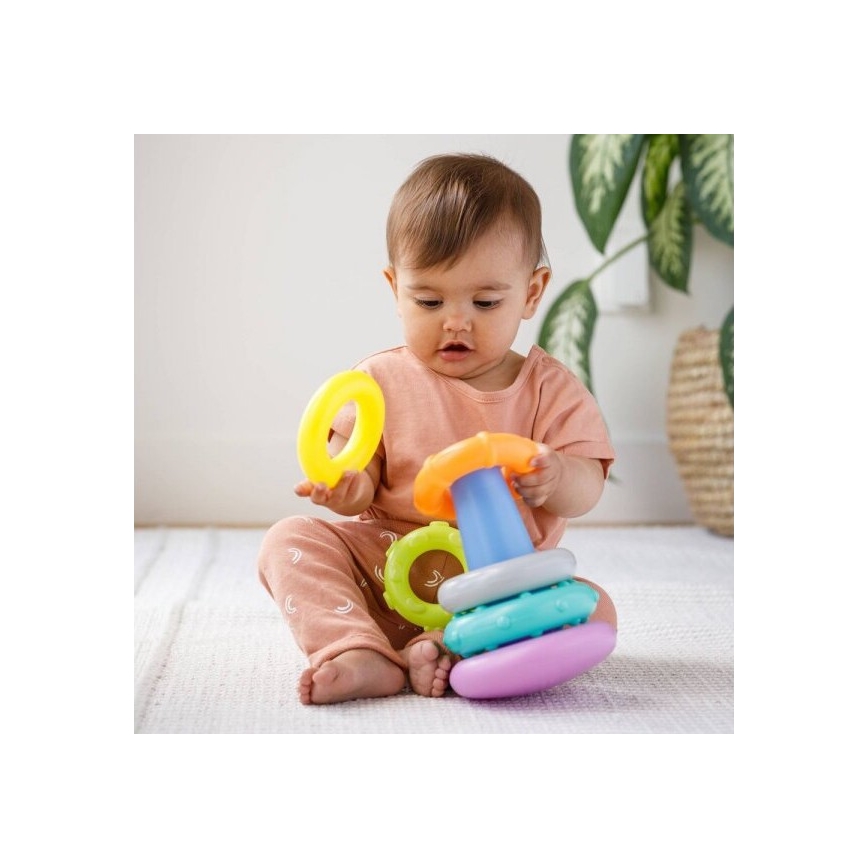 Infantino Peluche Elefante Delle Attività – Morbido, Con Carte Stropicciate, Anello Dentizione E Specchio