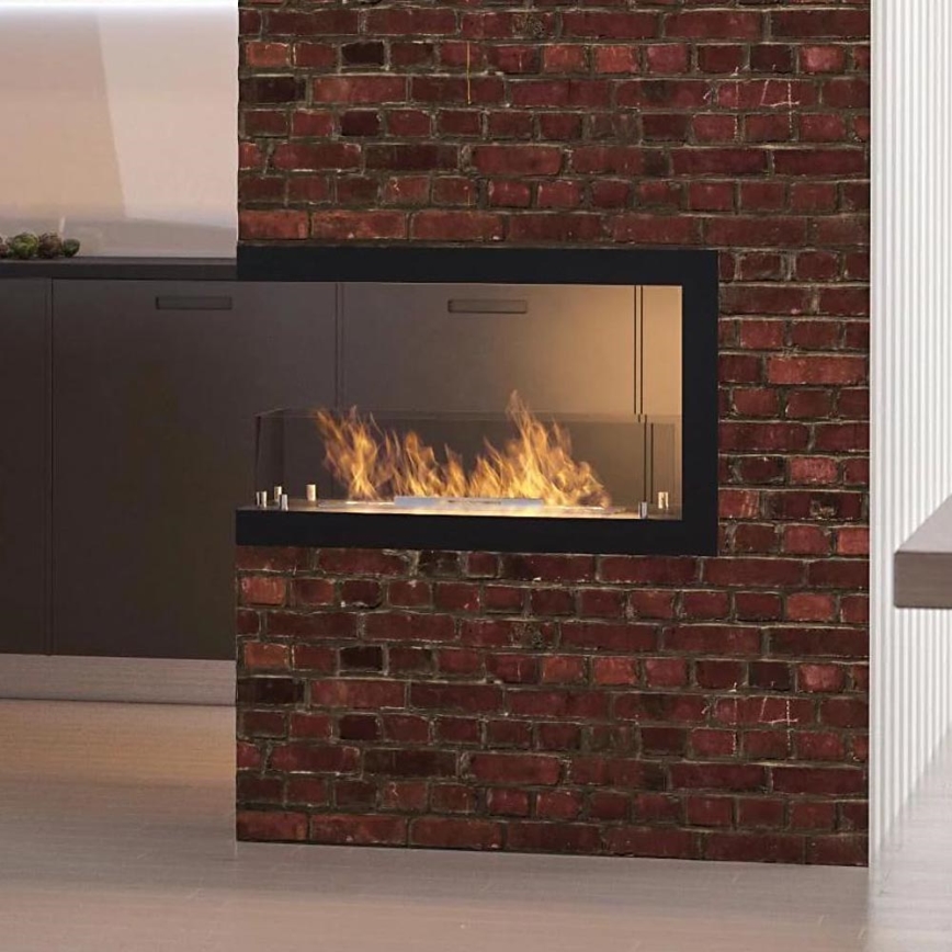 InFire - Caminetto BIO ad angolo 80x50 cm 3kW bifacciale