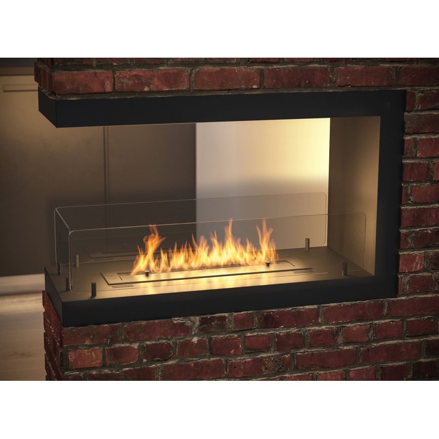 InFire - Caminetto BIO ad angolo 80x50 cm 3kW bifacciale