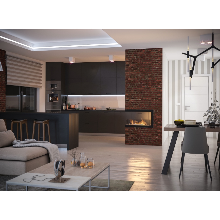 InFire - Caminetto BIO ad angolo 80x50 cm 3kW bifacciale