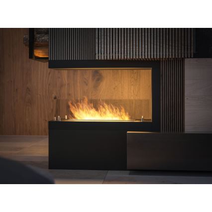 InFire - Caminetto BIO ad angolo 80x50 cm 3kW bifacciale