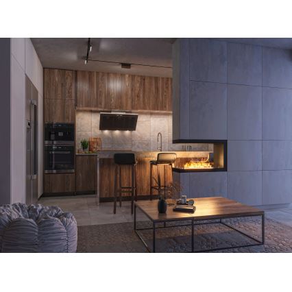 InFire - Caminetto BIO ad angolo 80x50 cm 3kW bifacciale
