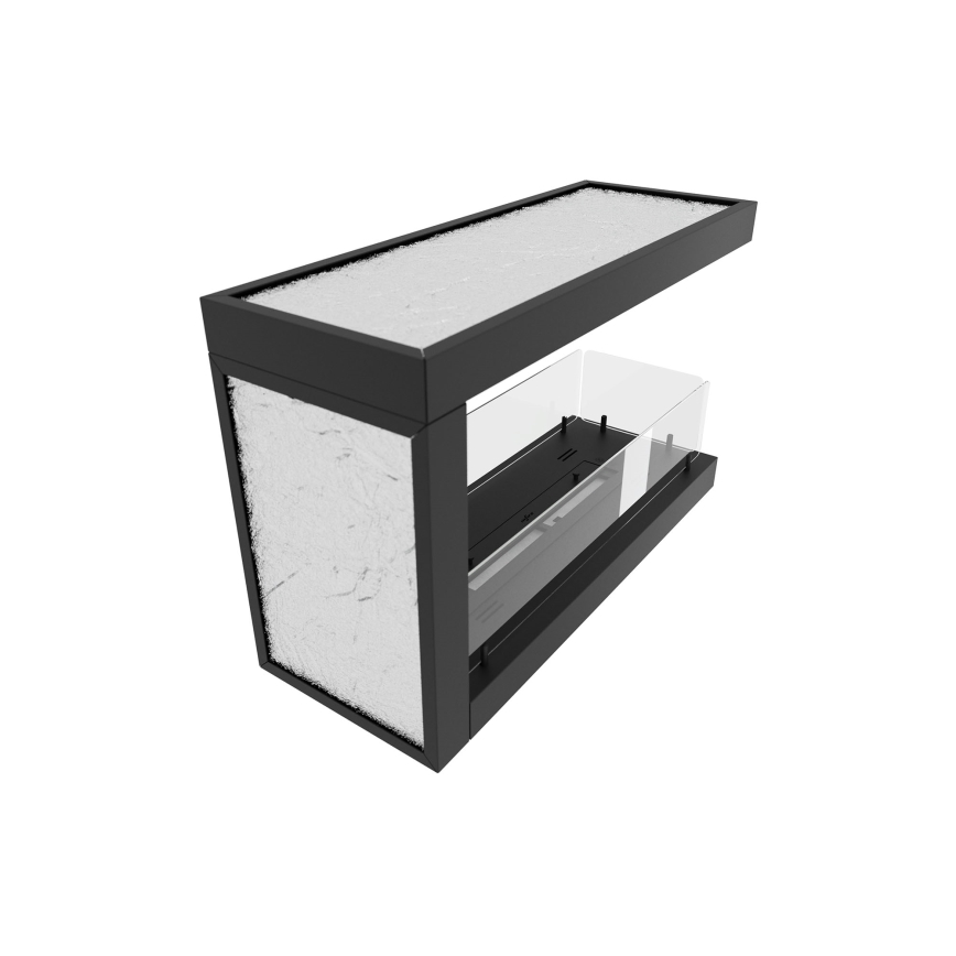 InFire - Caminetto BIO ad angolo 80x50 cm 3kW bifacciale