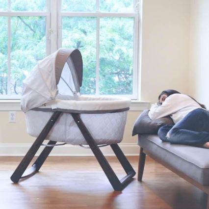 Ingenuity - Culla a dondolo per bambini CARRINGTON grigio/marrone