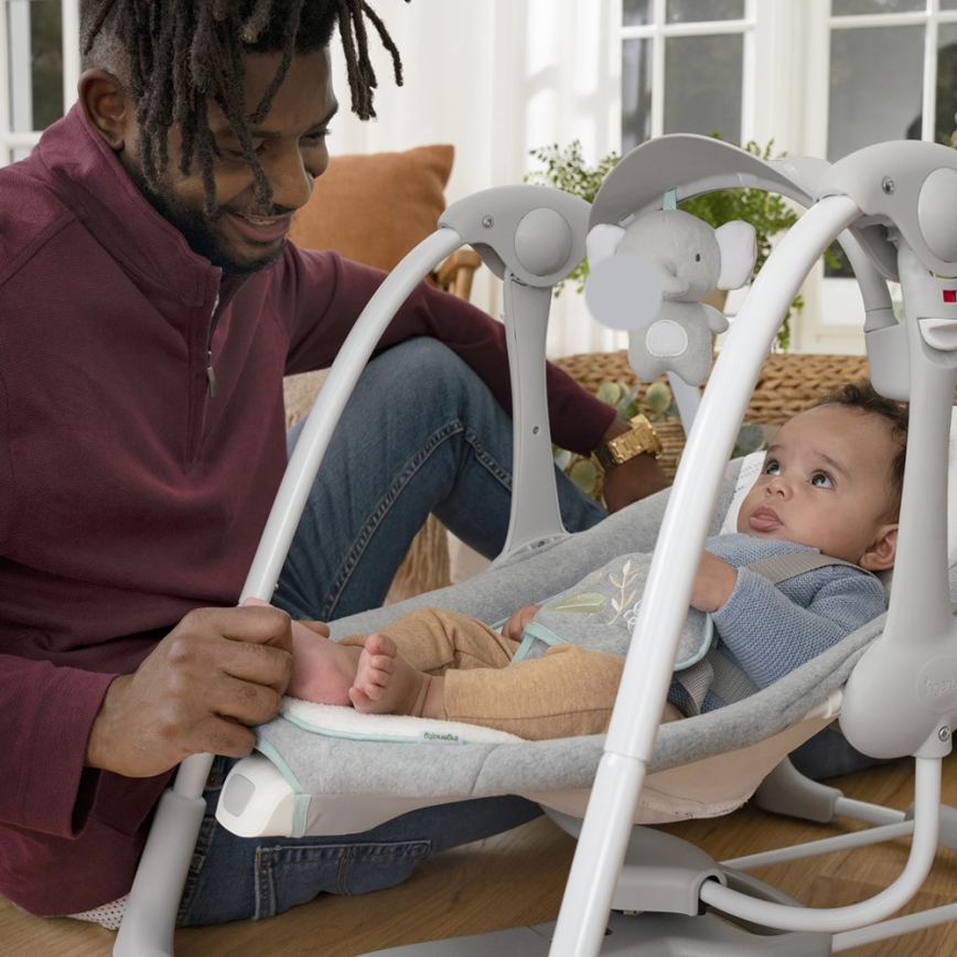 Ingenuity - Dondolo vibrante per bambini con melodia 2in1 SWELL 4xD + 1xC