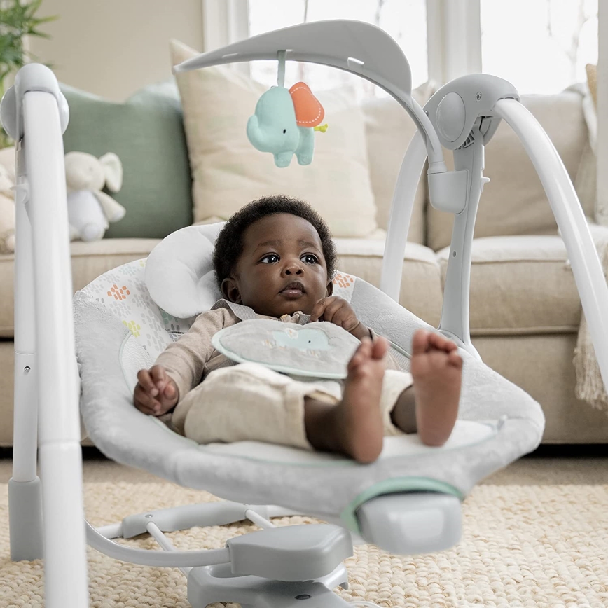 Ingenuity - Dondolo vibrante per bambini con melodia 2in1 WIMBERLY 4xD + 1xC