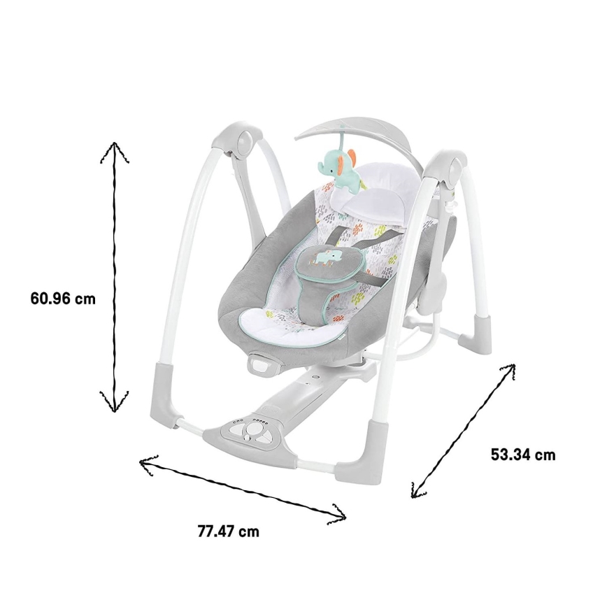 Ingenuity - Dondolo vibrante per bambini con melodia 2in1 WIMBERLY 4xD + 1xC
