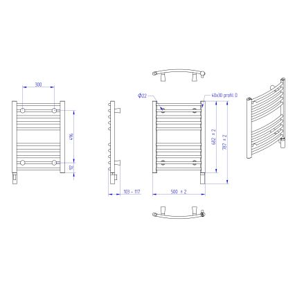 Instal Projekt - Radiatore elettrico per bagno AMBRE 300W 68x50 cm bianco