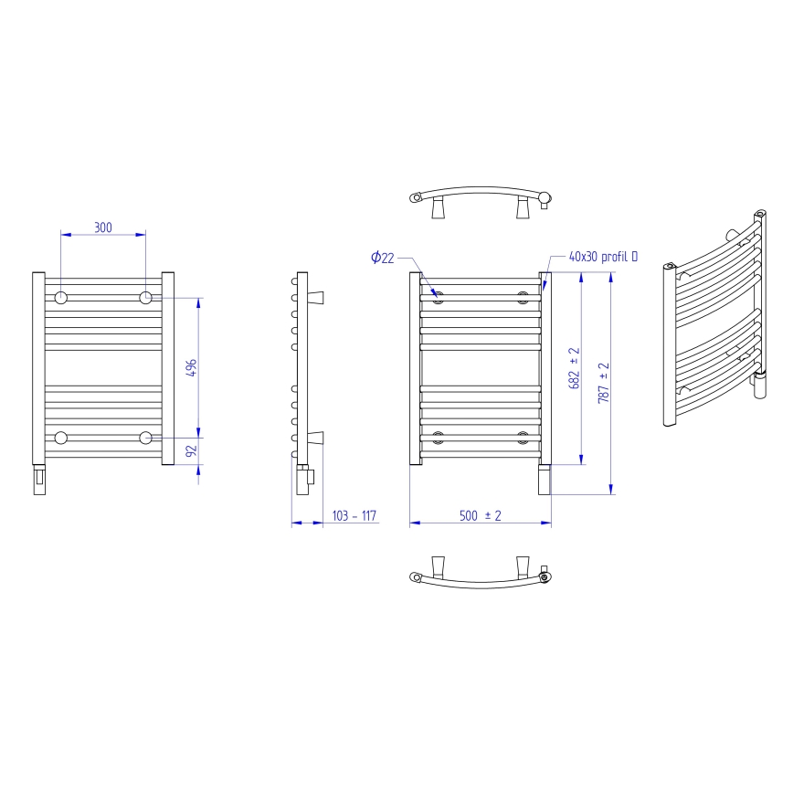 Instal Projekt - Radiatore elettrico per bagno AMBRE 300W 68x50 cm bianco
