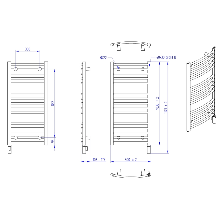 Instal Projekt - Scaldasalviette elettrico da bagno AMBRE 400W 103x50 cm bianco