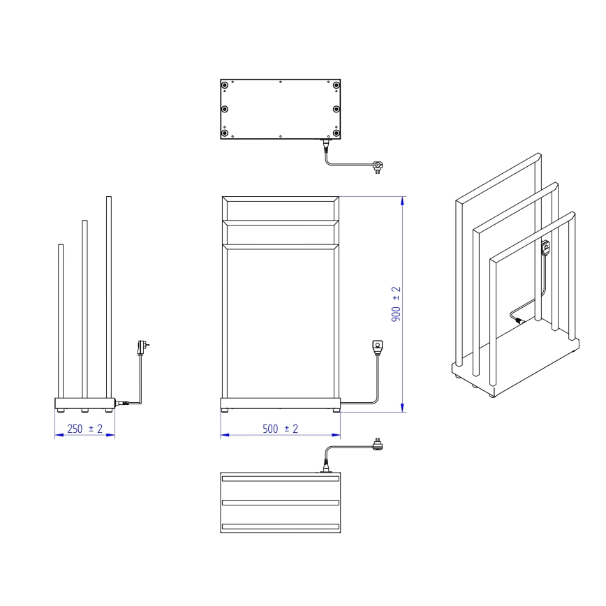 Instal Projekt - Scaldasalviette elettrico MOBE 105W 90x50 cm nero