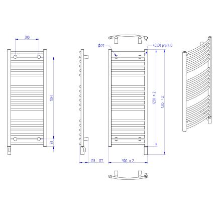 Instal Projekt - Scaldasalviette elettrico per bagno AMBRE 400W 123x50 cm bianco