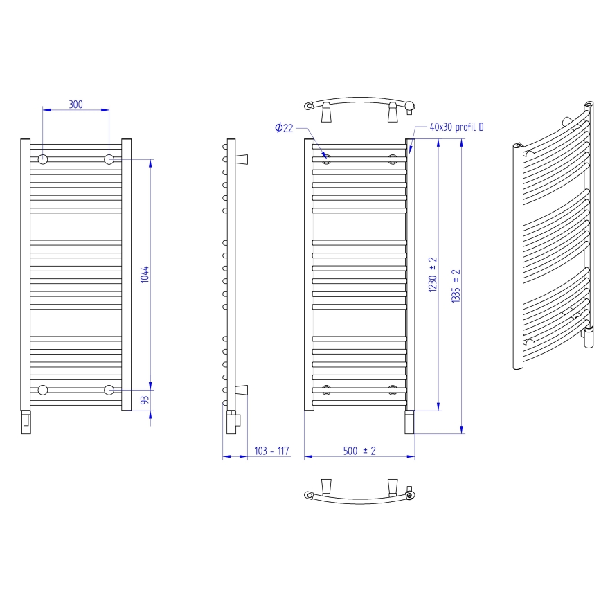 Instal Projekt - Scaldasalviette elettrico per bagno AMBRE 400W 123x50 cm bianco