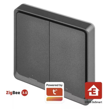 Interruttore 2 bottoni GoSmart 1xCR2430 Tuya nero