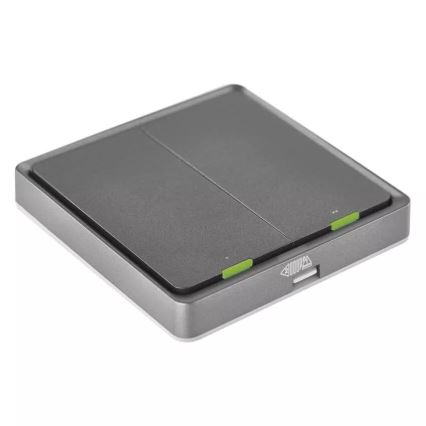 Interruttore 2 bottoni GoSmart 1xCR2430 Tuya nero