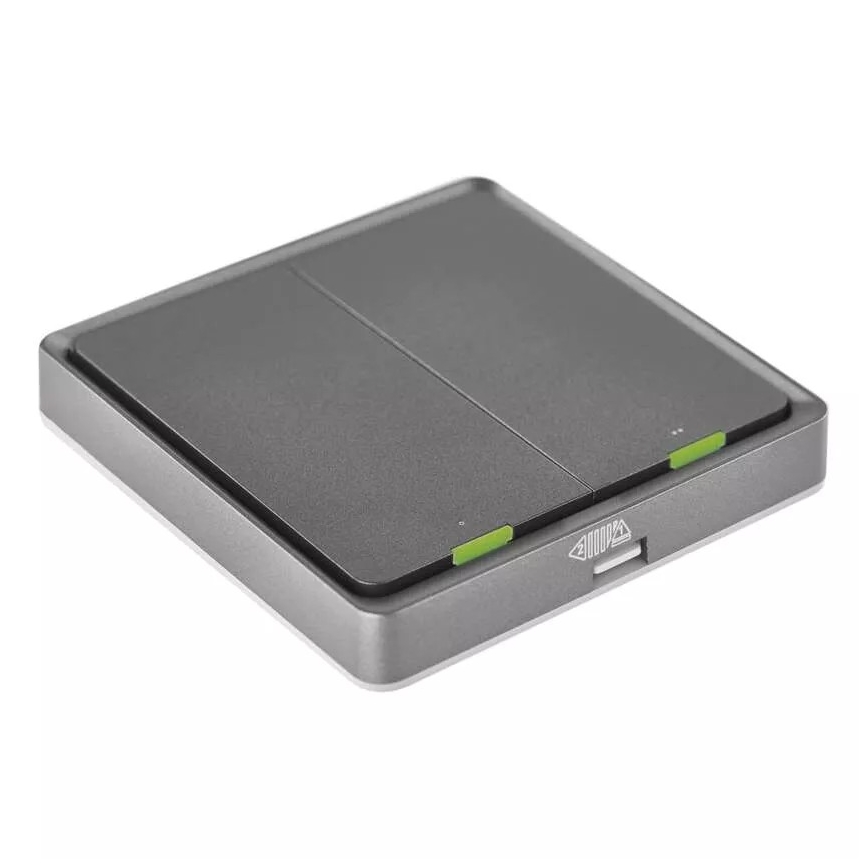 Interruttore 2 bottoni GoSmart 1xCR2430 Tuya nero