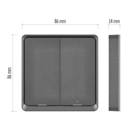 Interruttore 2 bottoni GoSmart 1xCR2430 Tuya nero