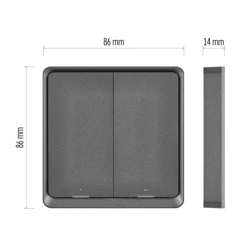 Interruttore 2 bottoni GoSmart 1xCR2430 Tuya nero