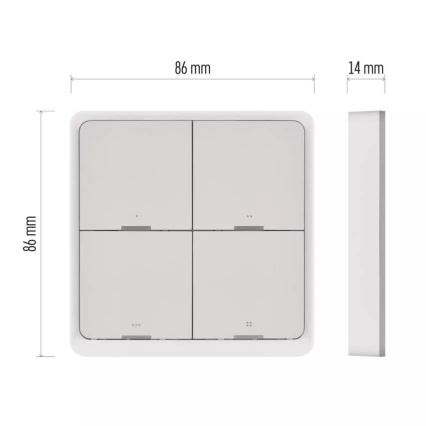 Interruttore 4 bottoni GoSmart 1xCR2430 Tuya bianco