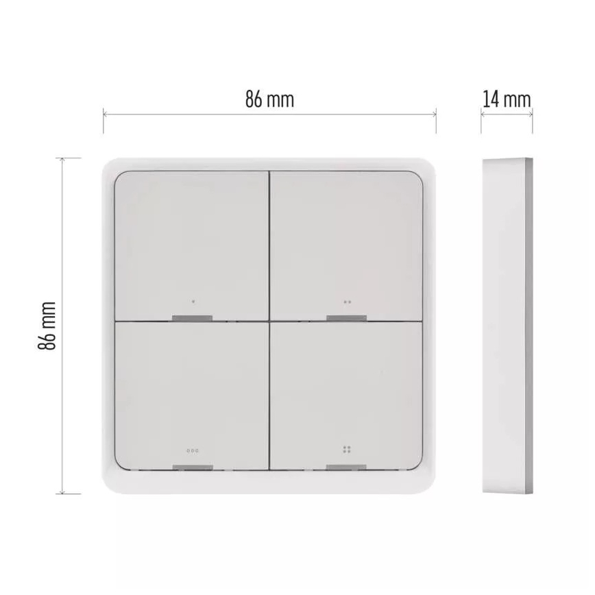 Interruttore 4 bottoni GoSmart 1xCR2430 Tuya bianco