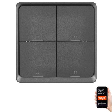 Interruttore 4 bottoni GoSmart 1xCR2430 Tuya nero