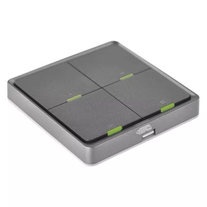 Interruttore 4 bottoni GoSmart 1xCR2430 Tuya nero