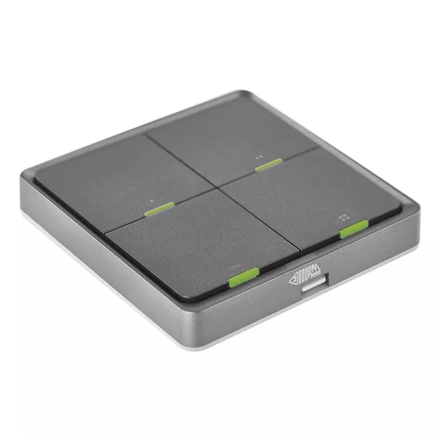 Interruttore 4 bottoni GoSmart 1xCR2430 Tuya nero