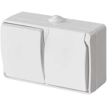 Interruttore alternante no 6 con presa 250V/16A IP44 bianco
