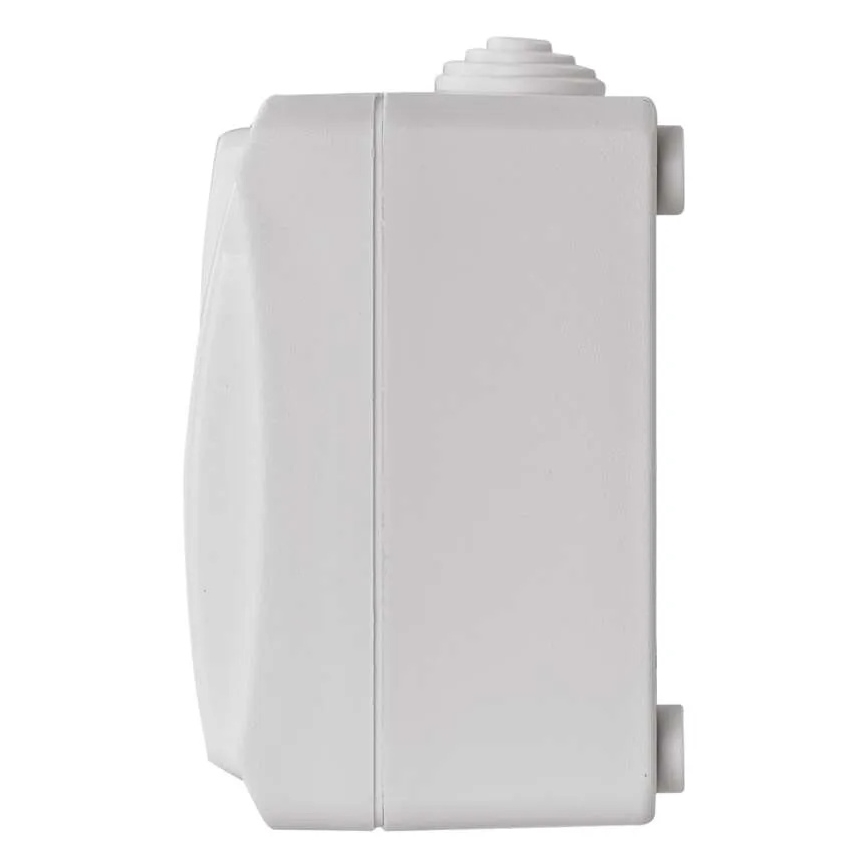 Interruttore alternante no 6 con presa 250V/16A IP44 bianco