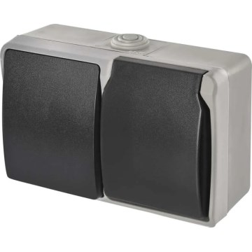 Interruttore alternante no 6 con presa 250V/16A IP44 grigio