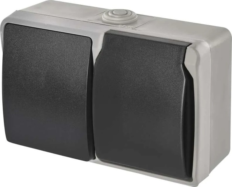 Interruttore alternante no 6 con presa 250V/16A IP44 grigio