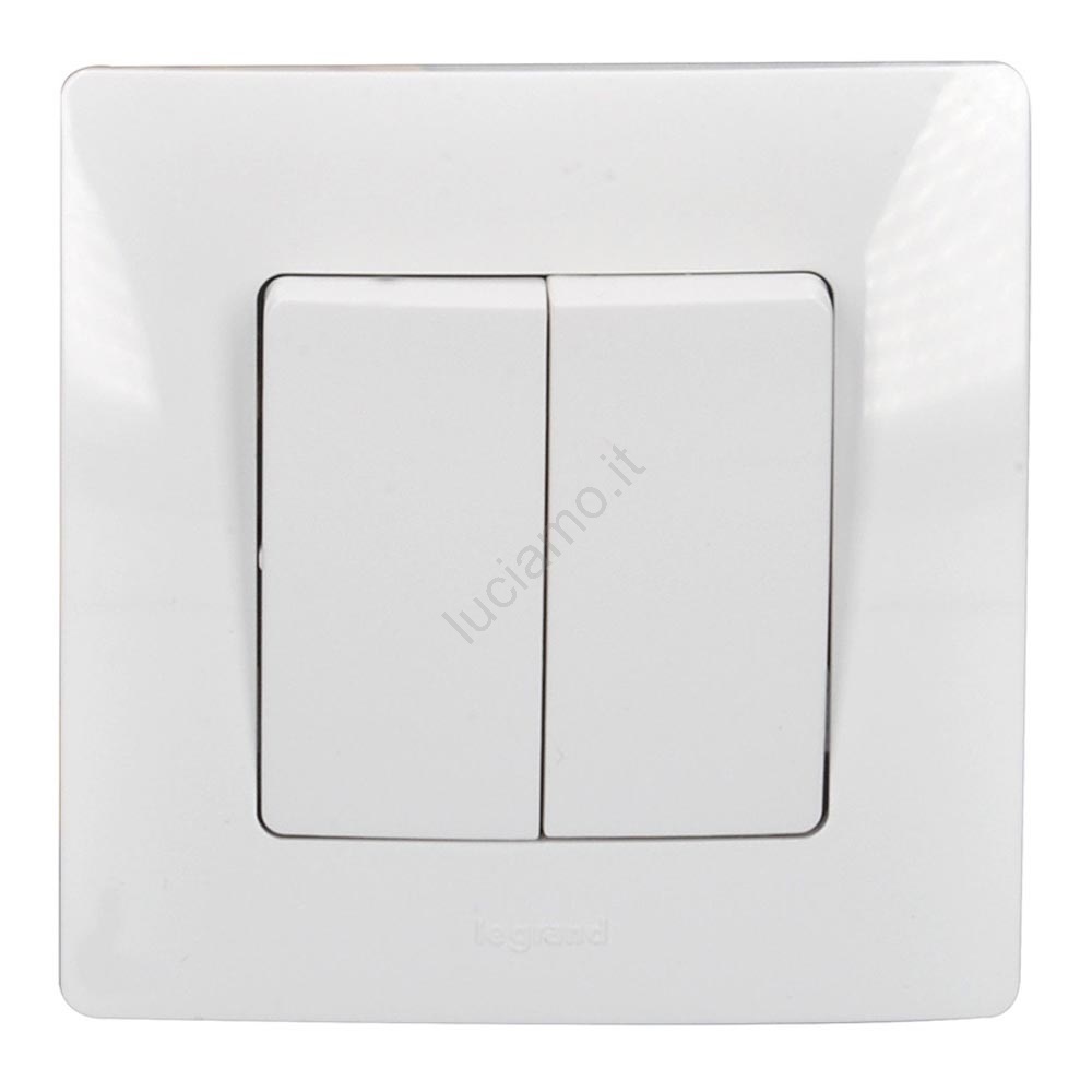 Interruttore Doppio LEGRAND Niloé Step, Bianco, Per Incasso - 10AX 250V, Montaggio Semplice Con Ganci O Viti