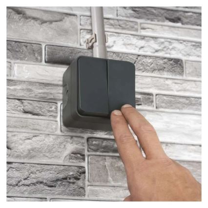 Interruttore domestico a 2 pulsanti con funzionamento alternato, n. 6+6, IP55, antracite