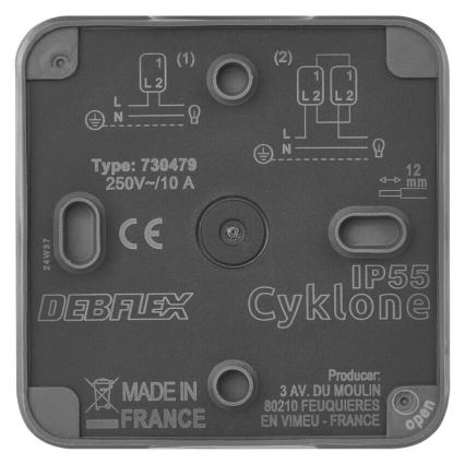 Interruttore domestico per corrente alternata 250V/10A IP55