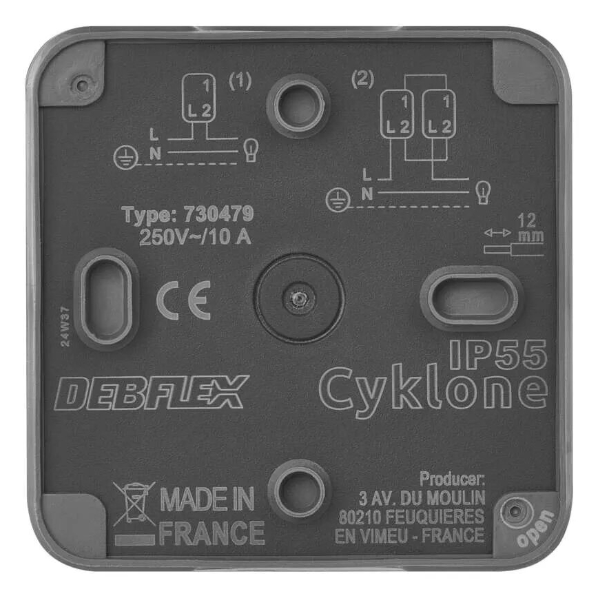 Interruttore domestico per corrente alternata 250V/10A IP55