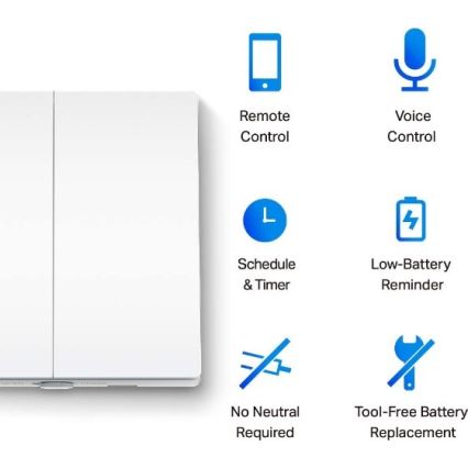 Interruttore luce intelligente a due pulsanti 2xAAA