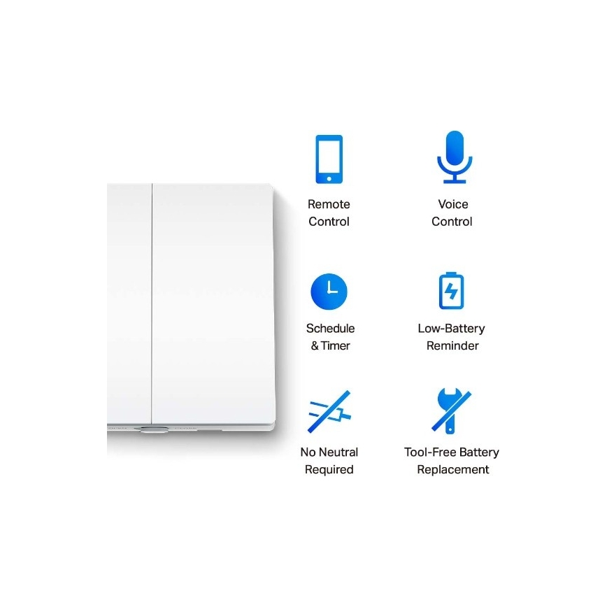 Interruttore luce intelligente a due pulsanti 2xAAA
