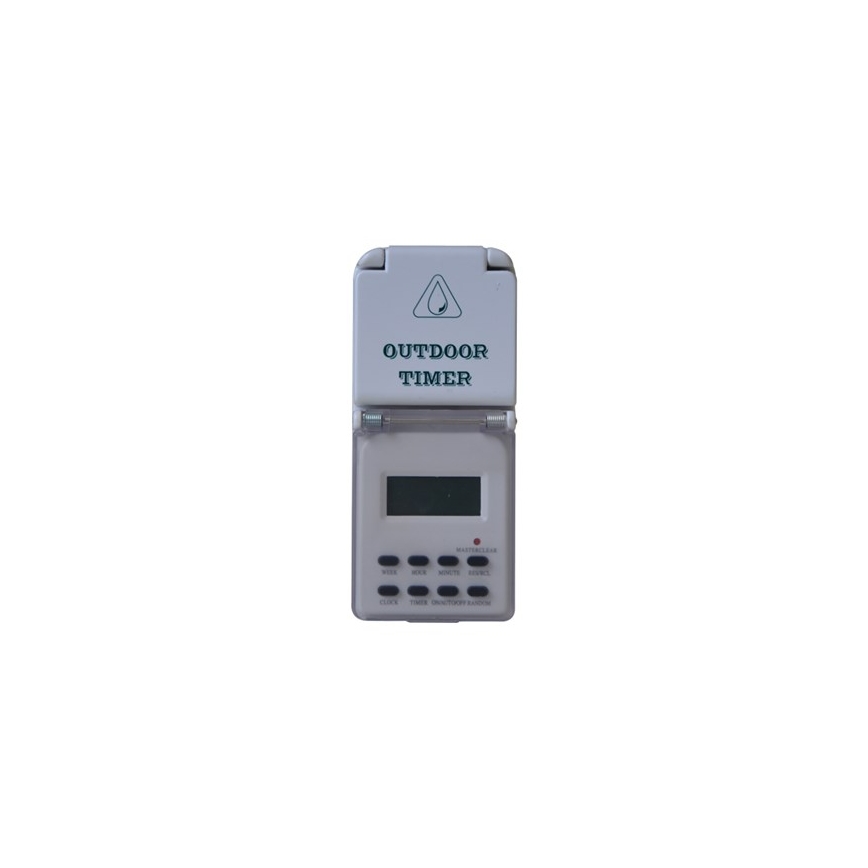 Interruttore orario digitale settimanale da esterno 16A/230V IP44 200 mAh