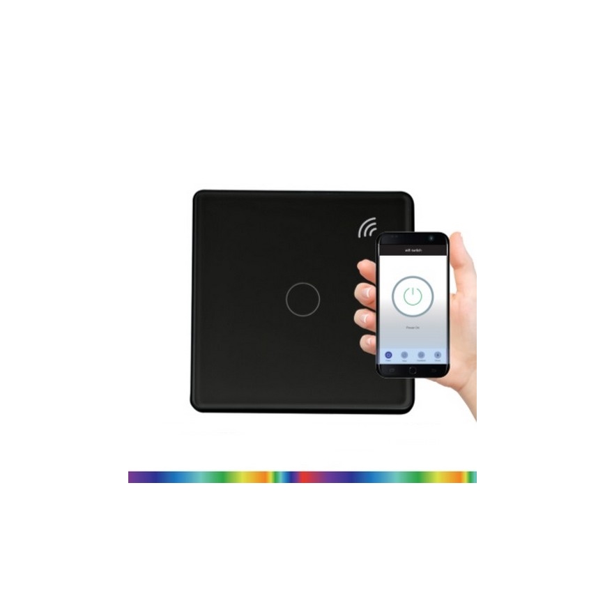 Interruttore touch 1 polo SMART 800W/230V nero Wi-Fi Tuya