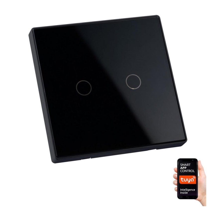Interruttore touch 2 poli SMART 2x800W/230V nero Wi-Fi Tuya