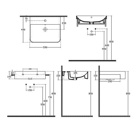 Isvea - Lavabo semiincasso SOTT AQUA 59x49 cm ceramica/bianco