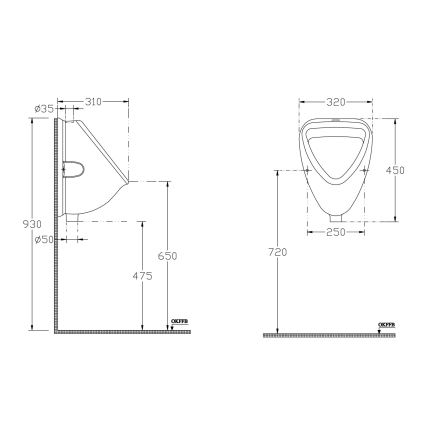 Isvea - Orinatoio con attacco superiore, ceramica/bianco