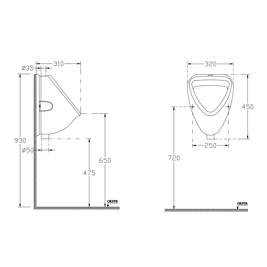 Isvea - Orinatoio con attacco superiore, ceramica/bianco