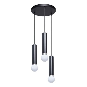 ITALUX - Lampadario a cavo MACERA 3xE27/40W/230V nero